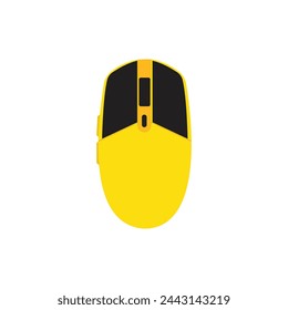 Illustration of a yellow and black gaming mouse. Wired and wireless mouse, computer mouse logos and icons