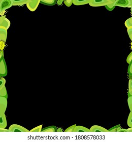 Illustration in yellow, black and green colors. Seamless pattern. Square frames doodles. Vector illustration.