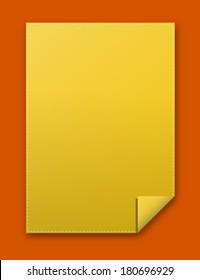 the illustration of yellow blank template with folded corner / the blank rectangle template / the sheet 