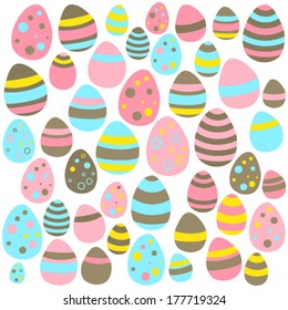 Illustration of Yellow blue and pink Easter eggs seamless texture