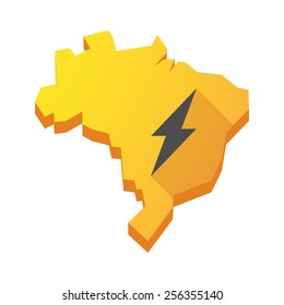 Illustration of a yellow Brazil map with a lightning