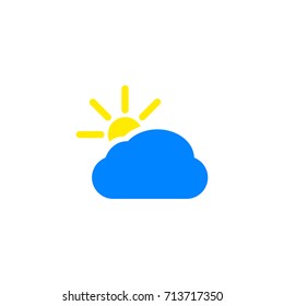 illustration of a yellow bright sun behind a blue cloud