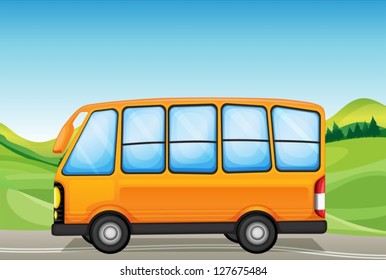 Illustration of a yellow bus on the road