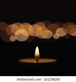 illustration of yellow candle on black background