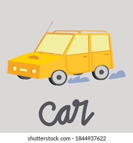 illustration of a yellow car	