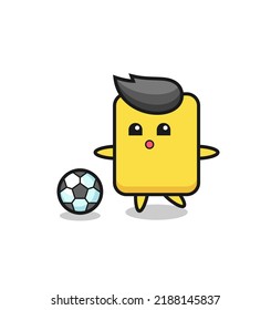 Illustration of yellow card cartoon is playing soccer , cute style design for t shirt, sticker, logo element