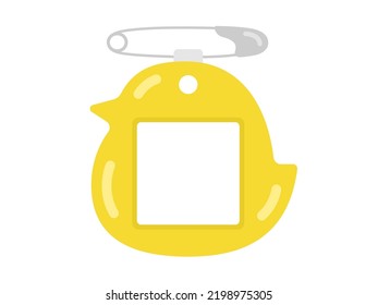 Illustration of a yellow, chick silhouette name tag.