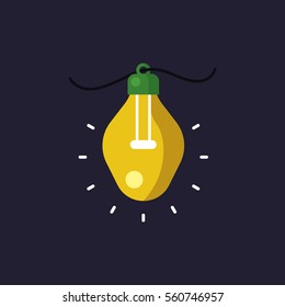 An illustration of yellow christmas light in flat style.