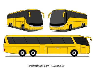 A illustration of yellow coaches set .