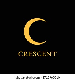 Illustration yellow crescent logo vector design template 
