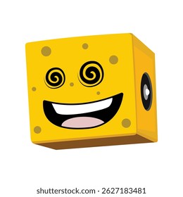 illustration of yellow cube smile
