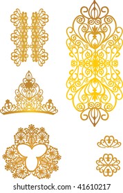 illustration with yellow curled elements on white