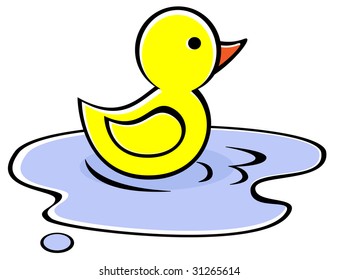 Illustration of the yellow duck in a pool