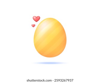 illustration of a yellow egg with a line pattern and a heart symbol. easter egg. love easter event. symbol or icon. minimalist 3d style design. design elements. easter day