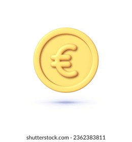 Illustration with yellow euro 3d. Design element. 3d commerce icon vector render illustration