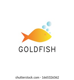 Illustration of yellow fish logo with several blue bubbles