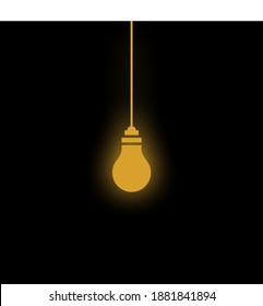 illustration of yellow glowing lamp on black background