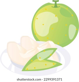 Illustration of yellow green pear