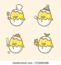 illustration of yellow happy emoticon eggs 