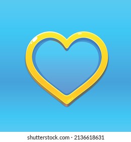 Illustration of yellow heart on a blue background in the colors of the Ukrainian flag, isolated on blue, sticker for valentine's day