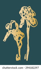 Illustration of a yellow iris on a green background