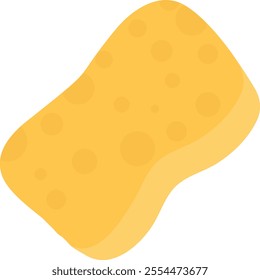 Illustration of a yellow irregularly shaped sponge with darker yellow spots, resembling a kitchen or body sponge.