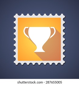 Illustration of a yellow mail stamp icon with a cup