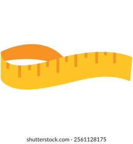 Illustration of a yellow measuring tape coiled in a spiral with black measurement markings.