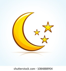 Illustration of yellow moon on white background 
