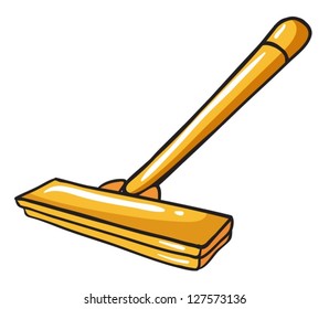 Illustration of a yellow mop on a white background