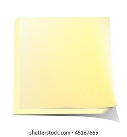 Illustration with yellow note paper pack over white background