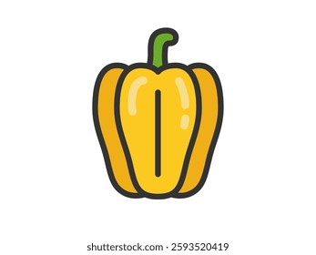Illustration of yellow paprika icon (line drawing color).