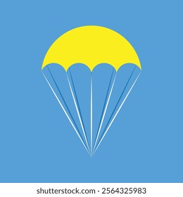 Illustration of a yellow parachute isolated on a blue sky. opened yellow parachute icon. illustration vector