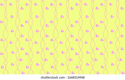 illustration of a yellow pattern with little pink flowers