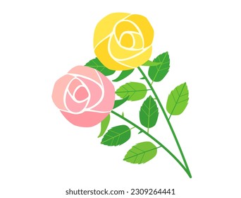 It is an illustration of yellow and pink rose flowers.