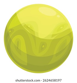 Illustration of a yellow planet rotating in open space with craters