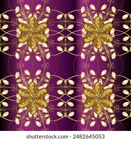 Ilustración en colores amarillos, púrpura. Paisley acuarela azulejo de patrón floral con flores, flores, hojas. Fondo Abstractas. Borde sin costura pintado a mano tradicional oriental para el diseño. Vector.