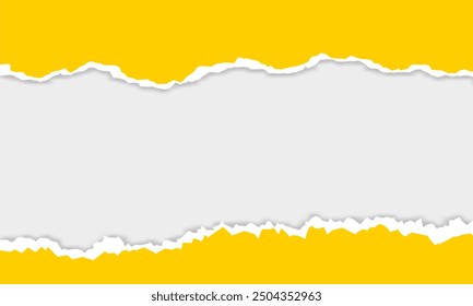 Illustration of yellow ripped paper cutouts isolated on a white background