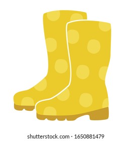 Illustration of yellow rubber boots on a white background