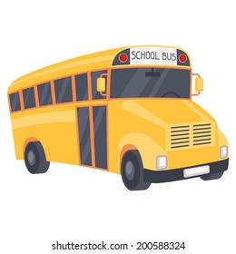 Illustration of yellow school bus in cartoon style.