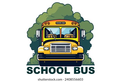 illustration of yellow school bus in flat color vector icon logo illustration for banner background, school bus, back to school illustration logo vector