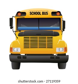 Illustration of yellow school bus isolated over white