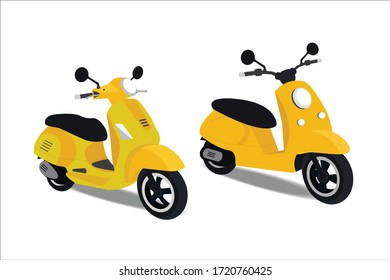 Illustration of a yellow scooter on a white background