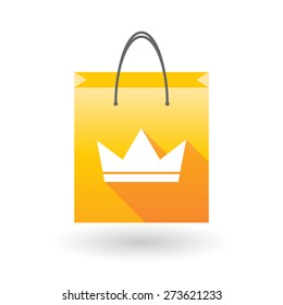 Illustration of a yellow shopping bag icon with a crown