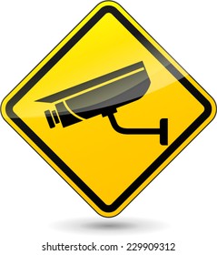 illustration of yellow sign for camera surveillance