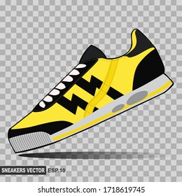 illustration of yellow sneakers. shoe vector that can be used as an additional design. vector