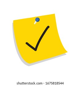 Illustration of a yellow sticky note icon with a check mark.