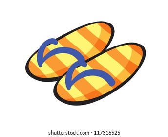 illustration of  yellow stiped slippers on a white background