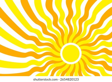 Illustration von gelbem Sonnenlichthintergrund. Sonnenlicht abstraktes Design. Sonnenlicht Cartoon-Design im flachen Stil.