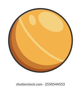 Illustration of a yellow table tennis ball, round and white.